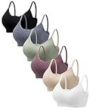 HBselect 6er Pack Gepolsterte BHS ohne Bügel Damen Rückenfrei Nahtlose Bralettes Bügelloser T-Shirt BHS Sports Bra Yoga Bustier für Frauen Mädchen L B