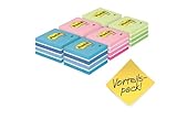 Post-it 2028X6 Haftnotiz Würfel, 76 x 76 mm, 70 g/qm, 2 x pastellblau/pastellgrün/pastellpink, 6x450 Blatt, Mittel