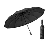 SHOUKAII Taschenschirme Regenschirme for Regen 12 Knochenschirm Automatik Schwarzleim Klappbarer Sonnenschirm Sunny Rain Sonnenschutz Gepäck Reiseausrüstung(Black)