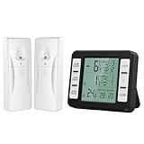 Ankilo Kühlschrank Thermometer, Upgrade Digital Thermometer mit 2 Sensor,Gefrierschrank Thermometer Wireless mit LCD-Display,Temperatur Alarm,Temperatur Tester für Haus Schwarz