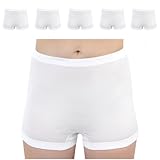 SES Pagenschlüpfer Damen 5er Pack Größe 44/46 aus 100% Baumwolle weiß/Feinripp Damen Schlüpfer mit Bein, hoher Leibhöhe und sanften Bündchen/kochfeste Unterhosen Damen mit hohem Komfort