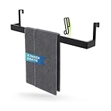 DEELIA® Geschirrtuchhalter Küche | Handtuchhalter ohne Bohren zum Einhängen am Küchenschrank | inkl. 4 Haken | Handtuchhalter schwarz, Edelstahl