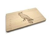Frühstücksbrettchen Kakadu Motiv aus echtem Buchenholz 22 x 12 x 1 cm