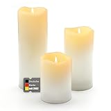 BigDean 3 Stück Led Kerzen mit Timerfunktion – Kerzen in Echtwachs-Optik - Outdoor geeignet