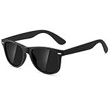 kimorn Polarisierte Sonnenbrille Klassische Unisex Horn Umrandet 80's Retro Eyewear AE0300 (Schwarz, 52)