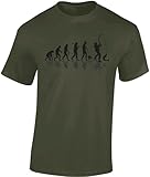 Angel T-Shirt Herren : Angler Evolution - Shirt Männer - Angelkleidung Zubehör Geschenke (Army L)