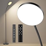 ANTENLICHT Stehlampe LED | Sofa stehlampe dimmbar mit Fernbedienung | 4 Farbtemperaturen & 4 Helligkeiten | 30 Min & 1 Stunden Timer | 18W Stehleuchte Schwarz für Schlafzimmer, Wohnzimmer, Büro