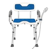 EasyVibe Duschstuhl für Senioren, Duschsitz, Duschstuhl mit Armlehnen und Rückenlehne, Badestuhl für Senioren - Werkzeugfreie Montage, Höhenverstellbar, Tragfähigkeit von 150 kg