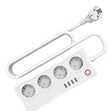 Glayent Elektrische Steckdosenleiste Tuya Smart Power Strip 4 USB-Anschlüsse Unterstützen Schnelles Laden EU-Stecker