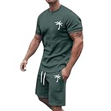 YCBMINGCAN Stilvolles -Outfit aus T-Shirt und Shorts für Herren, eine leichte, atmungsaktive Athleisure-Sportbekleidung Komplett (AG, XL)