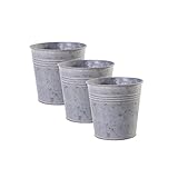 Jinfa 3er Set Blumentöpfe Blech Zink Metall Pflanztopf Übertopf Vase Balkon Garten Aschenbecher | Größe: S | Ø 13 cm x h 12,7 cm | 1,2L
