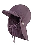Sterntaler Schirmmütze Nacken Musselin - Mädchen Mütze aus Baumwoll Musselin (Bio) - UV-Schutz 50+ Sonnenhut mit Nackenschutz - Kinder Sommer Kopfbedeckung- pastellviolett, Größe 45