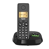 Gigaset Pure 120A - Schnurloses DECT-Telefon mit Anrufbeantworter - ECO DECT - Anrufschutz - beleuchtetes Display - hörgerätekompatibel, anthrazit schwarz [Kompatibel in DE, IT, FR, NL, BE, Che, AUT]