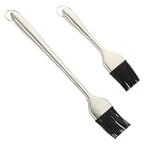 DOITOOL 2 Stück Grillölpinsel aus Silikon und Edelstahl Hitzebeständig mit Ergonomischem Griff Vielseitig für Backen und Grillen Küchen und Bbq Zubehör