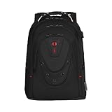 WENGER Ibex Ballistic Deluxe Laptop-Rucksack, Notebook 14 bis 16 Zoll, Tablet bis 10 Zoll, 26 l, Damen Herren, Business Uni Schule Reisen, Schwarz, 606493