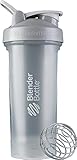 BlenderBottle Classic V2 Shaker-Flasche mit Edelstahlkugel, perfekt für Protein-Shakes, spülmaschinengeeignet, 830ml, Kieselgrau