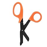 RASTKY Robuste Verbandschere aus Edelstahl mit Gezahnter Klinge Zum Schneiden von Mull und Verbänden (ORANGE)