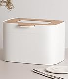 Kazai.® Bio-Mülleimer 'Elin' | 4,5L Kompost-Eimer mit Holz-Deckel & Filter | Geruchsdicht, Spülmaschinenfest, inkl. Innenbehälter | Biomüll-Behälter für die Küche | Weiß