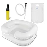Pulox Mobiles Haarwaschbecken - Aufblasbare Patientendusche mit Becken, Duschbeutel, Duschkopf und Pumpe