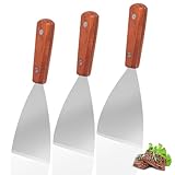 3 Stück Grillspachtel Edelstahl Spachtel Grill Spachtel Küche Plancha Spachtel Grillwender Küchenspachtel Pizza Spachtel Pizzaspachtel für Teppanyaki Barbecue Steak Pizza Gastronomie Kochen