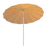 Sonnenschirm Balkon Ø 200 cm UPF 50+ Strandschirm Beidseitig Um 30° Knickbar Gartenschirm Höhenverstellbar Marktschirm, Terrassenschirm, Poolschirm, Tischschirm(Khaki)