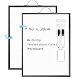 ARCOBIS Magnetisch Whiteboard Klein Wand,40x30 White Board Tragbares Doppelseitiges Magnettafel, Hängendes Mini-Trockenabwisch-Board für To-Do-Listen, Zeichnen