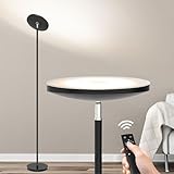 30W Dimmbare LED Stehlampe, 3000-6500K Stehlampe Wohnzimmer, Stehleuchte Deckenfluter LED mit Fernbedienung und Touch-Sensor, Moderne Standleuchten für Schlafzimmer Büro, Schwarz