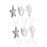 Sosoport 2 Satz Mediterrane Wandhaken aus Robustem Formen Seestern Muschel Schnecke als Vielseitige Kleider und Hutaufhänger Dekorative Hakenleiste für Badezimmer Flur und Wohnräume