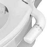 Bidet Einsatz für Toilette,Vantency Ultra Slim Nicht Elektrisch Bidet Aufsatz,Doppel Düse Bidet WC Dusche,WC-Aufsatz,Po-Dusche, Taharet (Silver-Left Hand Control)