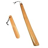 Milai 2-pack Schuhanzieher - Holz Schuhanzieher Schuhlöffel mit hängendem Seil,Holz Schuhlöffel Buche Schuhanzieher shoe horn für Mann Frauen Kinder Senioren(Kräftiges Holz)