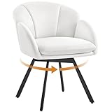 Yaheetech Schreibtischstuhl 360° Drehbar, Samtiger Bürostuhl mit Doppeltem Sitzkissen, Schminktisch Stuhl in Blütenblattform, Drehstuhl für Büro/Schlafzimmer/Wohnzimmer, Weiß