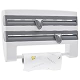 Wandrollenhalter Küche, 3-Fach Schneidabroller für Alufolie, Frischhaltefolie, Küchenrolle, Mehrzweck Küchenrollenhalter, 39 x 10 x 24 cm