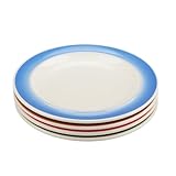 Doafoce 4 Stück Pastateller Suppenteller aus Kunststoff Modern Teller Set Wiederverwendbar 17,7cm Spaghetti Teller für Nudeln Salate Steaks