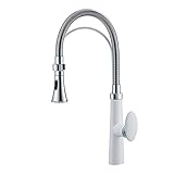 YCVAWEOD Küchenmixer-Taps Küchenmediziner Küchenmixer Tap Eingriff Mixer Tippen Sie mit Doppelfunktion High-Bogen-Küche Craan mit Pulldown, Gold (weiß) Küchenmixer Taps LWX