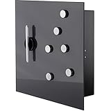 BALOU Schlüsselkasten modern mit Glas Magnettafel - Memoboard magnetisch mit 6 Magneten und Stift - Schlüsselschrank groß mit 20 Haken - Ideal für Flur, Eingangsbereich, Büro - 33x33x6,8cm anthrazit