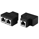AXFEE 2 Stück LAN Splitter Verteiler, RJ45 Splitter, RJ45 Kupplung 1 auf 2 Gleichzeitig Adapter, Ethernet Netzwerk Verlängerungen Adapter für Cat5 Cat5e Cat6 Cat6e Cat7 Cat8