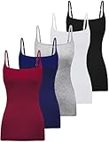 BQTQ 5 Stück Unterhemd Damen Camisole mit Quadratischem Ausschnitt Camisoles Spaghettiträger Top für Damen Klassische Farbe, S