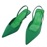 ticticlily Slingpumps Damen Pumps Slingback Kitten Heels Absatz Pointed Toe E Grün 36 EU