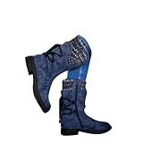 Memmyly Damen Winterstiefel, warm, mittellang, rutschfest, Stiefel, klassisch, Winter, Kampf, militärisch, wasserdicht, bequem, ohne Schnürsenkel, kurze flache Stiefel