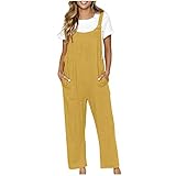 AACH angebote des tages heute Damen Ärmellos Jumpsuit Elegant Lang Leichte Overall Modische Locker mit großen Taschen Hosenanzug Baumwolle Einfarbiges Playsuits mit Gummizug Romper Bequem