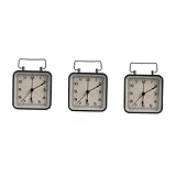 Ciieeo 3St Kleiner Wecker Tischuhr Nachtlichtuhr Metallwecker Batteriebetriebene Uhr Quadratische Uhr Vintage Uhr Badezimmer Uhr kleine analoge Uhr Wecker analog Regaldekor Quarz Black