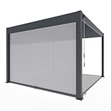 Weide Pavillon Sonnenrollo Ausziehbare Senkrechtmarkise außen für Pergola Sichtschutz Rollo 255cm hoch aus Aluminium, Textil wasserdicht stabil UV-Schutz (4,0 Meter, Anthraziit) für Alu-Pavillon Weide