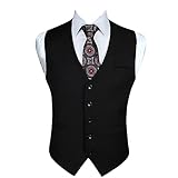 Enlision Anzugweste Herren Schwarz Formelle Weste Hochzeit Einfarbige Anzugwesten Elegant Business Westen Männer mit Taschen XL