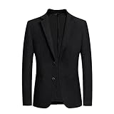 Generisch Herren Winter Anorak Einreiher Wollmantel mit Kragentasche als Windjacke für Freizeit Alltag (Black, XL)