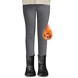 Thermo Leggings Mädchen GefütterteWinter Leggins Mädchen Mit Fleece Winter Lange Thermohose Kinder Verdickte Kinder High Waist Thermounterwäsche Dicke Warm Lange Hose Outdoor (Grey, 4-5 Years)