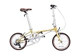 Dahon Boardwalk D7 Klappfahrrad für Erwachsene 16 Zoll Faltrad mit 7 Gang Schaltung, Faltbares Citybike für Pendler und Reisen, Goldgelb