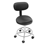 Sattelhocker Ergonomischer Rollhocker mit Rückenlehne sattelstuhl Saddle Hocker Rückenlehne Hebe Sattel Hocker Büro Spa einstellbare Rolling Saddle Stool Rädern Höhenverstellbarer 45-59 cm (Schwarz)