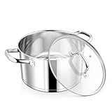 Homikit Kochtopf, 22cm Edeastahl Topf Nudeltopf Induktion 4,7L, Suppentopf mit Glasdeckel & 3-Lagen Böden für alle Herdarten Geeignet, Unbeschichtet Fleischtopf, Hochpoliert & Spülmaschinenfest