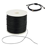Gewachste Faden für Armbänder,Nylonschnur Schwarz 0,5mm,106 m Armband Faden für Perlen,Perlenschnur mit Spule,Perlenfaden Polyester Faden,Gewachste Kordel für die Schmuckherstellung,Armbänder,Spitzen