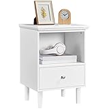 Yaheetech Nachttisch Beistelltisch mit ausziehbarer Ablage und Schublade Schlichter Nachtschrank Nachtkommode für Schlafzimmer und Wohnzimmer, 40 x 35 x 56 cm